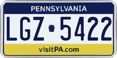 PA license plate LGZ5422