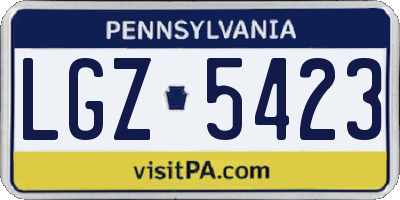 PA license plate LGZ5423