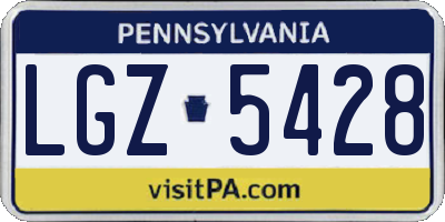 PA license plate LGZ5428