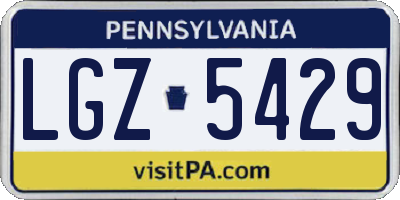 PA license plate LGZ5429