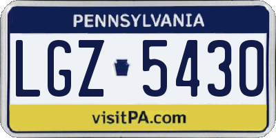 PA license plate LGZ5430