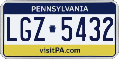 PA license plate LGZ5432