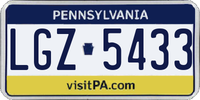 PA license plate LGZ5433