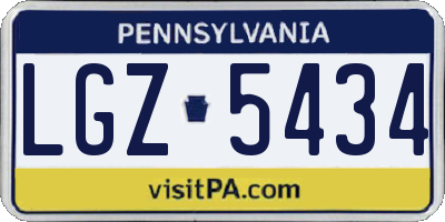 PA license plate LGZ5434