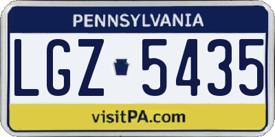 PA license plate LGZ5435