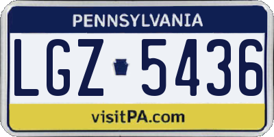 PA license plate LGZ5436