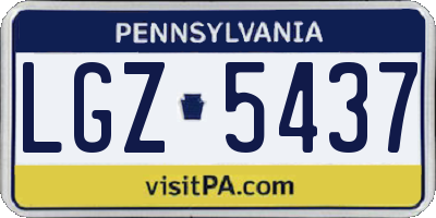 PA license plate LGZ5437