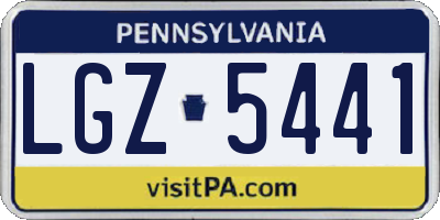 PA license plate LGZ5441