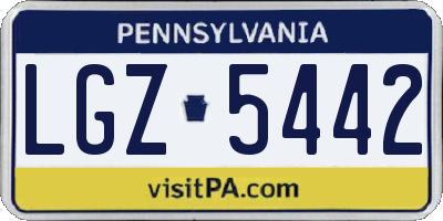 PA license plate LGZ5442