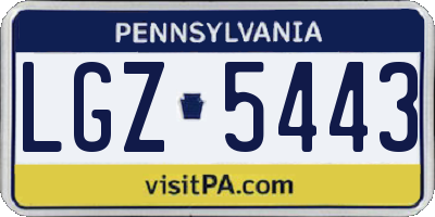 PA license plate LGZ5443