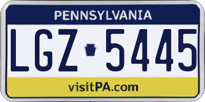 PA license plate LGZ5445