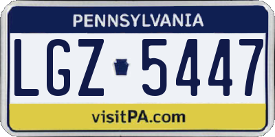 PA license plate LGZ5447