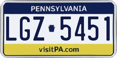PA license plate LGZ5451