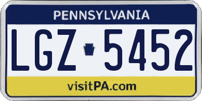 PA license plate LGZ5452