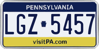 PA license plate LGZ5457