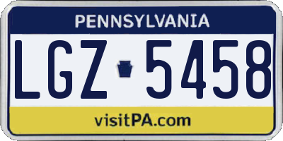 PA license plate LGZ5458