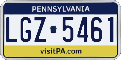 PA license plate LGZ5461