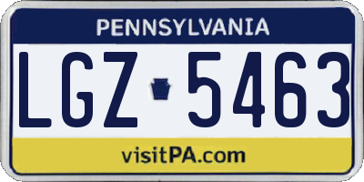 PA license plate LGZ5463