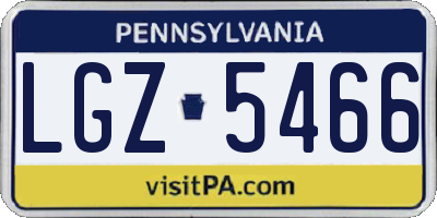 PA license plate LGZ5466