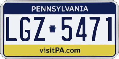 PA license plate LGZ5471
