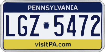 PA license plate LGZ5472
