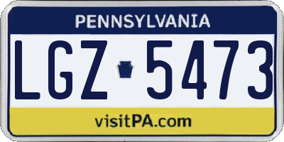 PA license plate LGZ5473
