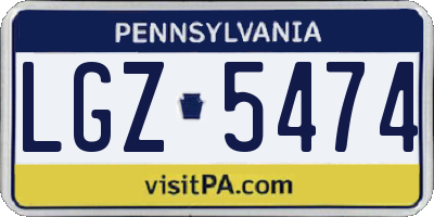 PA license plate LGZ5474