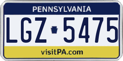 PA license plate LGZ5475