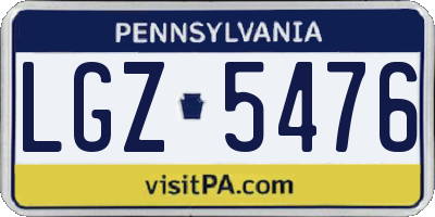 PA license plate LGZ5476
