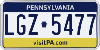 PA license plate LGZ5477
