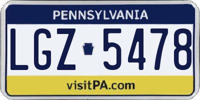 PA license plate LGZ5478
