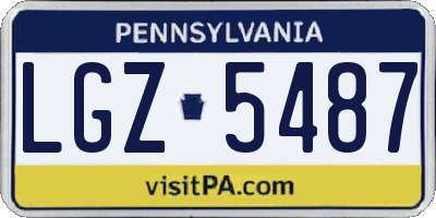 PA license plate LGZ5487