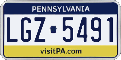 PA license plate LGZ5491