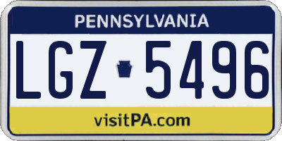 PA license plate LGZ5496