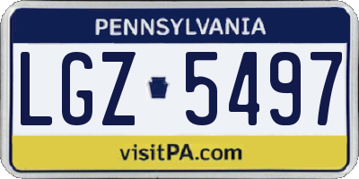 PA license plate LGZ5497