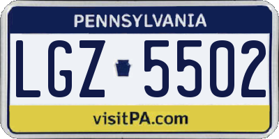 PA license plate LGZ5502