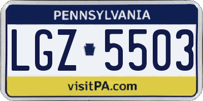 PA license plate LGZ5503