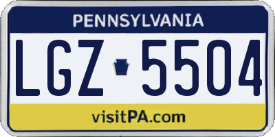 PA license plate LGZ5504