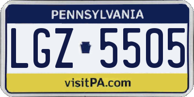 PA license plate LGZ5505