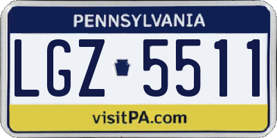 PA license plate LGZ5511