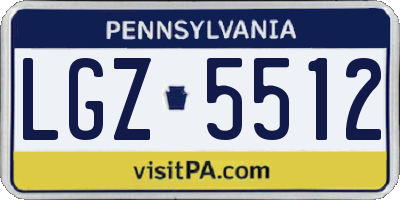 PA license plate LGZ5512