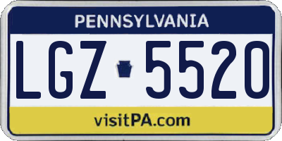 PA license plate LGZ5520