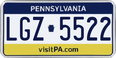 PA license plate LGZ5522