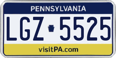 PA license plate LGZ5525