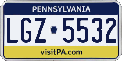 PA license plate LGZ5532
