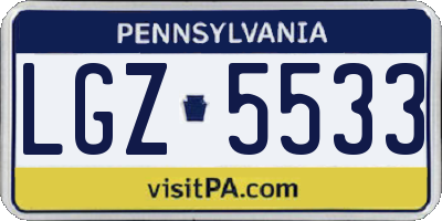PA license plate LGZ5533