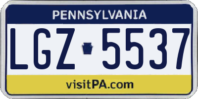 PA license plate LGZ5537