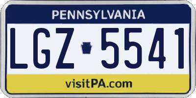 PA license plate LGZ5541