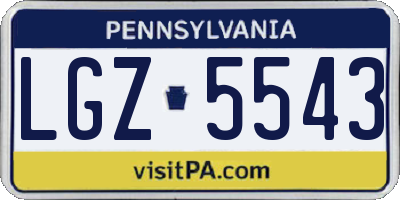 PA license plate LGZ5543