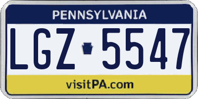 PA license plate LGZ5547
